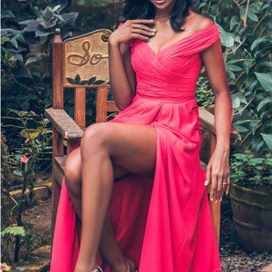 Red floor length gown